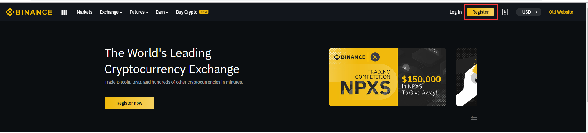 Register binance account